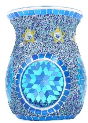 Image de Support à bougies en verre bleu pour tables - Pièce unique - Idéal pour les mariages et la décoration intérieure