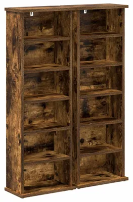 Produktbild von vidaXL CD Regal 2 Stk. Räuchereiche 60 x 17 x 92 cm Holzwerkstoff