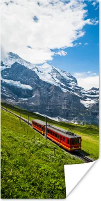 Produktbild von MuchoWow® Poster Alpen - Zug - Rot 60x120 cm - Wandschmuck