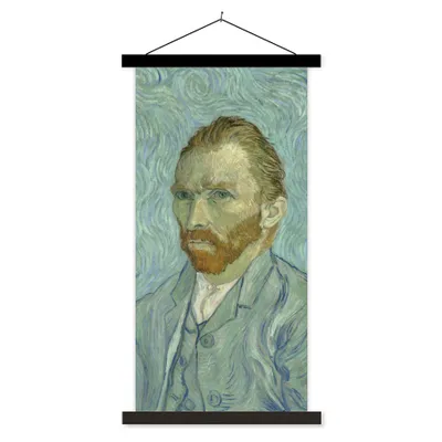 Produktbild von MuchoWow® Textilposter Selbstporträt - Vincent van Gogh 40x80 cm mit schwarzem Rahmen - Wandemalerei