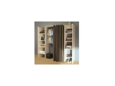 Image de Armoire Système d'armoires - L. 112/185 cm - Blanc & Taupe - EMERIC