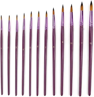 Imagen del producto de 12 pinceles de pelo de nailon de diferentes tamaños, ideales para acuarela, acrílico y óleo, para dibujo y arte en general (Color: B)