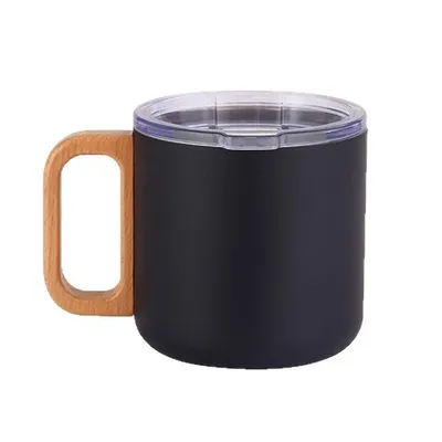 Produktbild von Isolierter Kaffeebecher mit Henkel, Kaffeetassen, 400 ml Fassungsvermögen, Edelstahl-Reisebecher mit Deckel, doppelwandiger Vakuum-Metallbecher