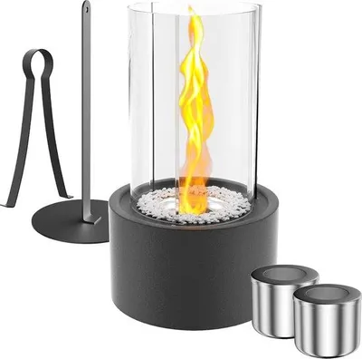 Productafbeelding van Tafelhaard - Milieuvriendelijke Milduall Tafelhaard met Spiraalvuur - Geschikt voor Buiten - 29 x 16 x 16 cm - -ethanol Tafelvuur voor Binnen - Decoratie voor Tuin, Balkon, Terras Tafelhaard