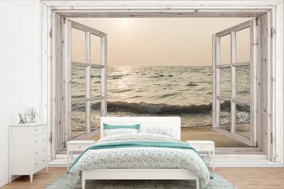 Produktbild von MuchoWow® Fototapete für Wohnzimmer oder Schlafzimmer Wandtapete Vinyl Motivtapete Aussicht - Meer - Strand - 330x220 cm - Fototapeten