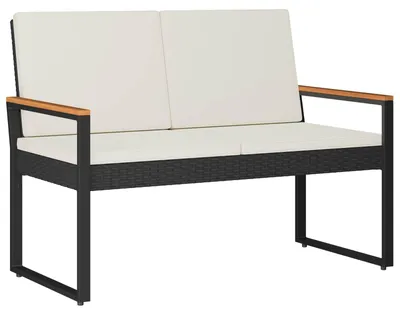 Zdjęcie produktu dla Ławka ogrodowa Czarny i kremowo-biały 107 x 61 x 80 cm