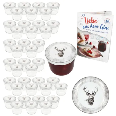 Produktbild von 40er Set Sturzglas 230ml Einmachglas + Twist-Off-Deckel TO82 Alois Hirsch + Heft