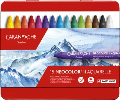 Productafbeelding van CARAN D'ACHE 7500315 CARAN D'ACHE Aquarel-waxstiften NEOCOLOR II, etui met 15 stuks
