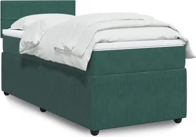 Produktbild von Design Boxspringbett mit Matratze Dunkelgrün 80x200 cm Samt, Klassische Betten 2024 Neu