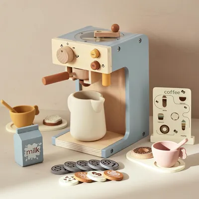 Produktbild von Holz Kaffeemaschine Lernspielzeug mit Zubehör für Rollenspiele ab 4 Jahren