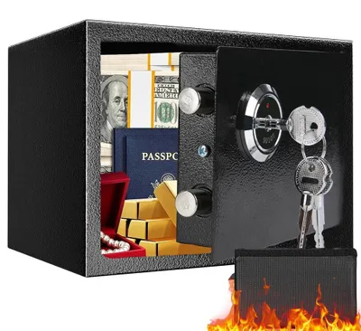 Obrázek produktu pro Bezpečnostní trezor – mini ocelový trezor – zámek na klíč – 3 klíče – na hotovost a šperky – pro domácnost a hotely – zelený