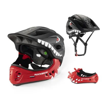 Produktbild von ROCKBROS Kinderhelm Fahrrad Kinder Schutzhelm Anti-Schweiß EPS/PC M(54-58CM) Schwarz-Rot