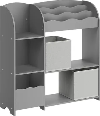 Produktbild von SONGMICS Bücherregal Kinder, Kinderregal für Spielzeug und Bücher, Aufbewahrung mit 2 Boxen, für Spielzimmer, Kinderzimmer, Wohnzimmer, taubengrau