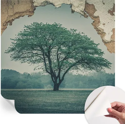 Produktbild von Selbstklebende Wandtapete - Dekorative Tapete für Wohnzimmer - Klebefolie für Wandbilder - Tapetenfolie für Wanddekoration - 250x250 cm - Ein einsamer Baum