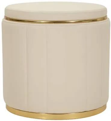 Produktbild von Mauro Ferretti Pouf London mit Stauraum Creme Gold Ø 46.5x44 cm
