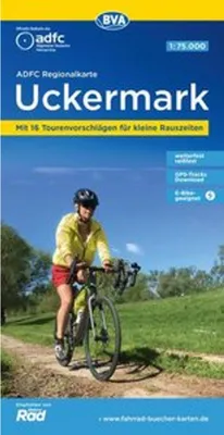Immagine prodotto di Carta regionale ADFC dell'Uckermark, 1:75.000, con proposte di escursioni giornaliere, resistente agli strappi e alle intemperie, adatta alle e-bike, download traccia GPS