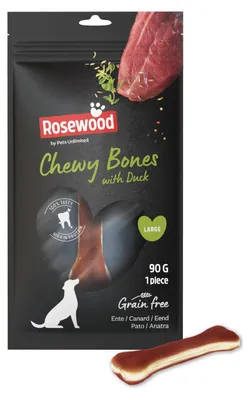 Productafbeelding van Kauwbot hond eend - Large - Runderhuid - 90 g - Zonder granen