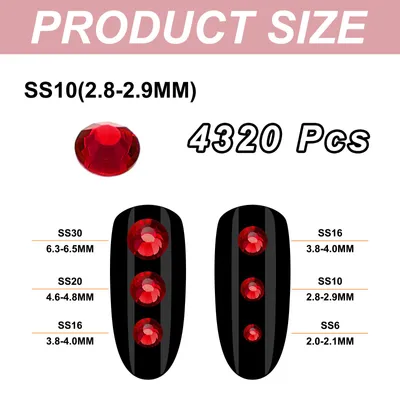 Produktbild von 4320 Stš¹ck SS10 Runde Flache Rš¹ckseite Kristall 2,8-2,9mm Glas Strasssteine Edelsteine Diamanten fš¹r DIY Basteln Kleidung Schuhe Nagelkunst Dekoration, Dunkelrot
