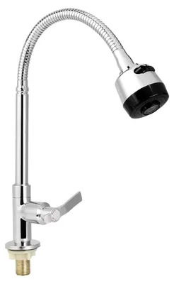 Produktbild von Flexibler Wasserhahn für Küche und Zuhause, Kaltwasserhahn, verchromtes Messing, Edelstahl, G1/2 Zoll