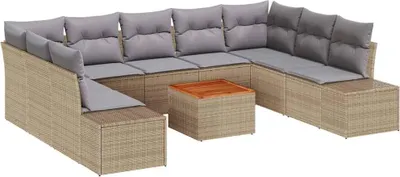 Produktbild von vidaXL Garten-Sofa-Set 10 stk. Beige und Hellgrau