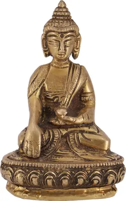 Produktbild von Buddha Statue aus Messing Bhumisoara Mudra 10 cm - Modell 2, Gold, Buddhas