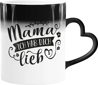 Produktbild von Kaffee-Tasse Herzhenkel Geschenk für Mama Ich hab dich lieb Muttertag Weihnachten Geburtstag SpecialMe® weiß Magic-Herz-Tasse