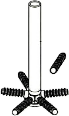 A diagram of a pipe with multiple smaller pipes attached to its base.