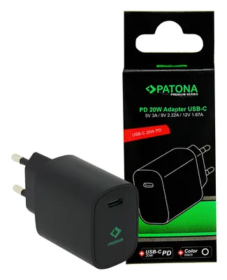 Produktbild von PATONA Premium PD20W Adapter Schwarz 5V/3A USB-C