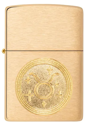 Produktbild von ZIPPO - Taurus Emblem - Brushed Brass Gold Sternzeichen Stier Sturmfeuerzeug nachfüllbar Benzin 60006112