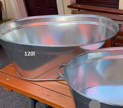 Produktbild von Zinkwanne Badewanne groß rund massiv aus Metall oval Kapazität-120l