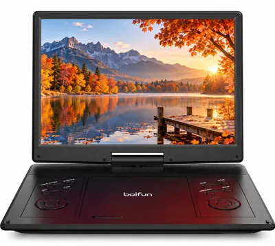 Productafbeelding van BOIFUN Draagbare DVD-speler met 14,1-inch HD-draaischerm, 4000 mAh batterij, tot 6 uur speelduur, USB, TF-kaartslot, AV-uitgang, zwart