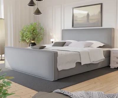 Produktbild von Boxspringbett Schlafzimmerbett CELES 180x200cm Stoff Brooklyn Zementgrau