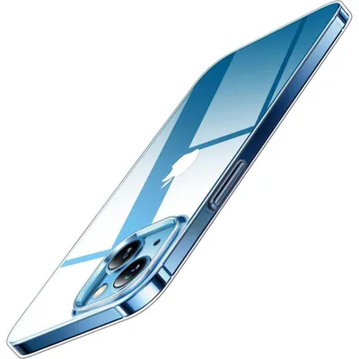 Immagine prodotto di Custodia protettiva per iPhone 13, ultra sottile, trasparente, con rivestimento vellutato per una presa sicura e protezione a 360 gradi