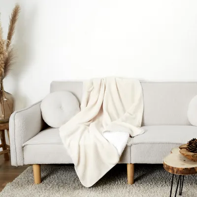 Image de Plaid - HOME DECO FACTORY - Effet Sherpa - Beige
