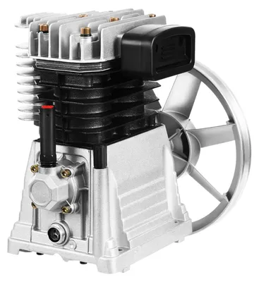 Immagine prodotto di Testa pompa per compressore d'aria - Gruppo compressore da 3 HP - 250 l/min a 8 bar - Trasmissione a cinghia con filtro dell'aria e silenziatore - Alluminio e ferro - Argento