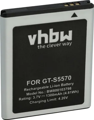 Produktbild von vhbw Akku kompatibel mit Samsung Wave GT-S7230E, GT-S7230, I559, GT-S5750, GT-S5750E, S5250 525 Handy Smartphone Telefon (1300 mAh, 3,7 V, Li-Ion)