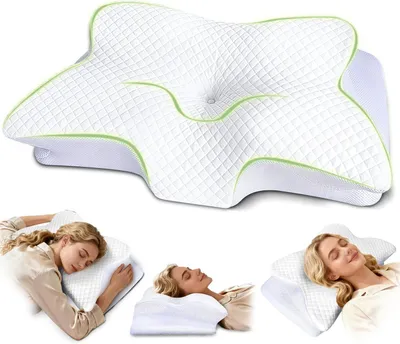 Obrázok produktu pre Ergonomický vankúš na krk, 61.7 x 37 x 13 cm, pamäťová pena, biely, pre spánok