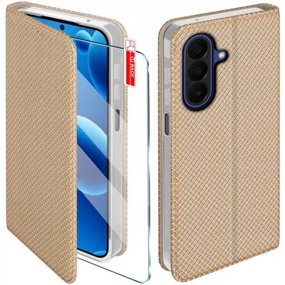 Obrázok produktu pre Etui z klapką do Samsung A27 5G Zamykane Złote Futerał + Szkło 9H