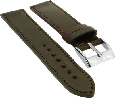 Produktbild von Eulux - Uhrenarmband braun Pferdeleder versiegelte Kante Handmade, Stegbreite:22mm, Schließe:Silbern