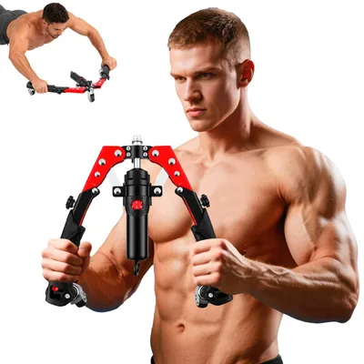 Productafbeelding van 3-in-1 Twister armtrainer & buikspierrolwiel, instelbare hydraulische borsttrainer