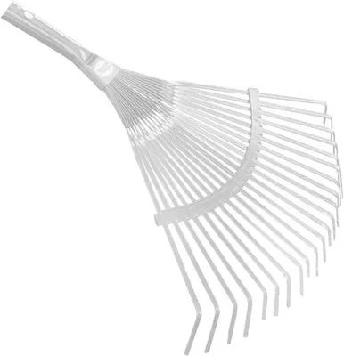 Produktbild von Metallischer Rasenmäher mit 22 einstellbaren Zähnen und Stahlblättern für den Garten - sammelt Blätter und Erde aus dem Garten (einstellbar von 30 bis 50 cm)