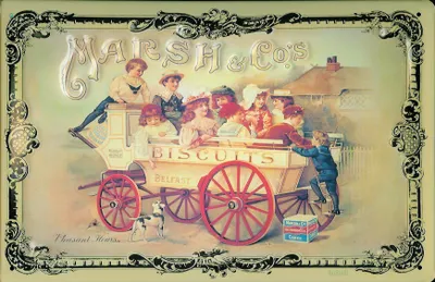 Produktbild von Blechschild Marsh & Co. Biscuits Kekse Karre Wagen Schild Nostalgieschild