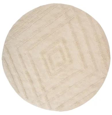 Obrázek produktu pro BELIANI Dětský koberec světle béžový bavlněný 120 cm lze prát v pračce geometrický vzor kulatý dětský pokoj