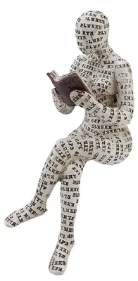 Produktbild von Lesende Frau Skulptur - Dekorative Kunstfigur aus Kunstharz - Wohnzimmer Bücherregal Dekoration - Modell F