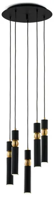 Obrázek produktu pro Závěsné svítidlo ALAS, černé a zlaté, 5xGU10x10W, kov, rozměry: 136x37x37 cm, IP20, Jupiter