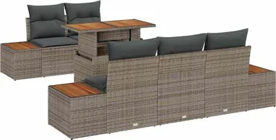Obrázek produktu pro vidaXL Zahradní sedací souprava s úložným prostorem 6 ks Grey Poly Rattan