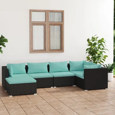 Obrázek produktu pro Maison Exclusive – 6dílná zahradní lounge sada s polštáři z poly ratanu, černá