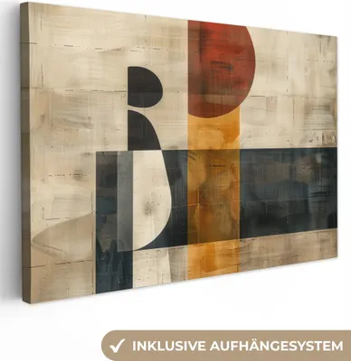 Produktbild von MuchoWow® - Leinwandbilder - Abstrakt - Kunst - Formen - Modern, Wandbild, Wanddeko Bilder Wohnzimmer, 120x80 cm