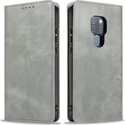 Produktbild von Handyhülle für Huawei Mate 20 Kunstleder Flip Cover Hülle Handytasche Case Kartenfach Farbe: Grau