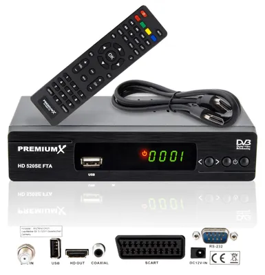 Produktbild von PremiumX HD 520SE FTA Digital SAT Receiver DVB-S2 HDMI SCART USB FullHD